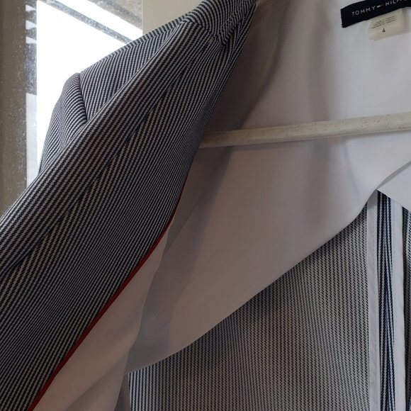 Tommy Hilfiger Navy and White Pinstripe Two-Button Blazer, 4 - Picture 12 of 16